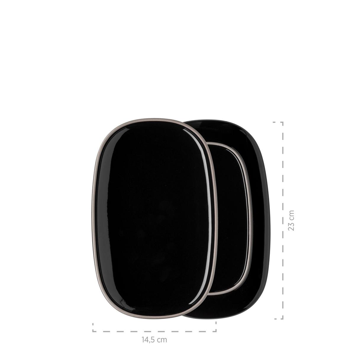 Servierplatte Isora Keramik Oval 3--Teilig. D: 23-33 Cm - Schwarz, Basics, Keramik - Mäser