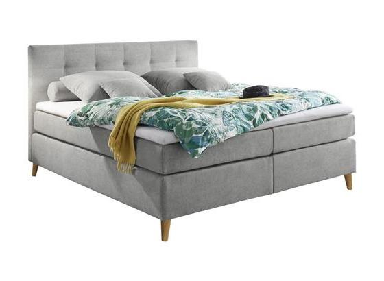 Boxspringbett mit Topper 180x200cm Missouri 1, Hellgrau - Hellgrau/Kieferfarben, KONVENTIONELL, Holzwerkstoff/Textil (180/200cm) - Carryhome Boxspringbett mit Topper 180x200cm Missouri 1, Hellgrau - Hellgrau/Kieferfarben, KONVENTIONELL, Holzwerkstoff/Textil (180/200cm) - Carryhome
