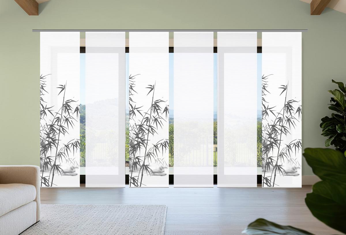 Flächenvorhang Rufus 6er Set - Grau Hochglanz/Weiß, Natur, Textil (60/245cm)