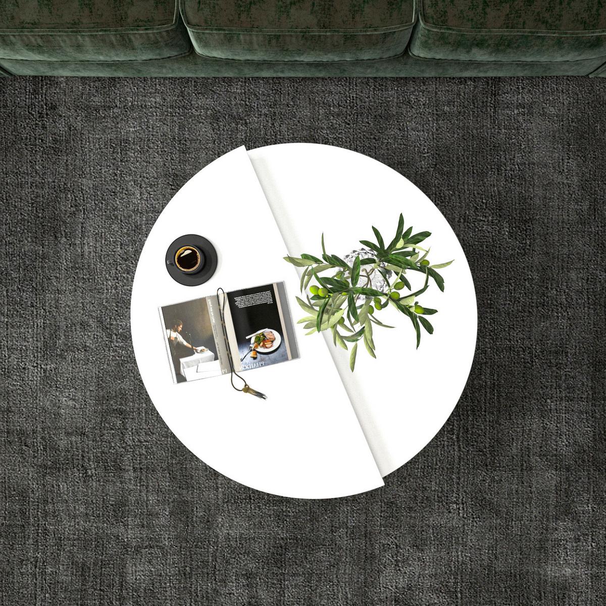 Couchtischset Dolunay Weiß 2-Teilig - Weiß, Design, Holzwerkstoff - Livetastic