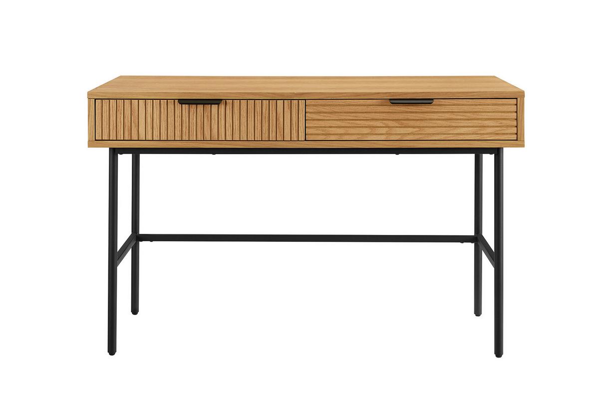 Schreibtisch Schwarz/Eiche Dekor L: 120cm - Eichefarben/Schwarz, MODERN, Holz/Holzwerkstoff (120/60/75cm) - Livetastic