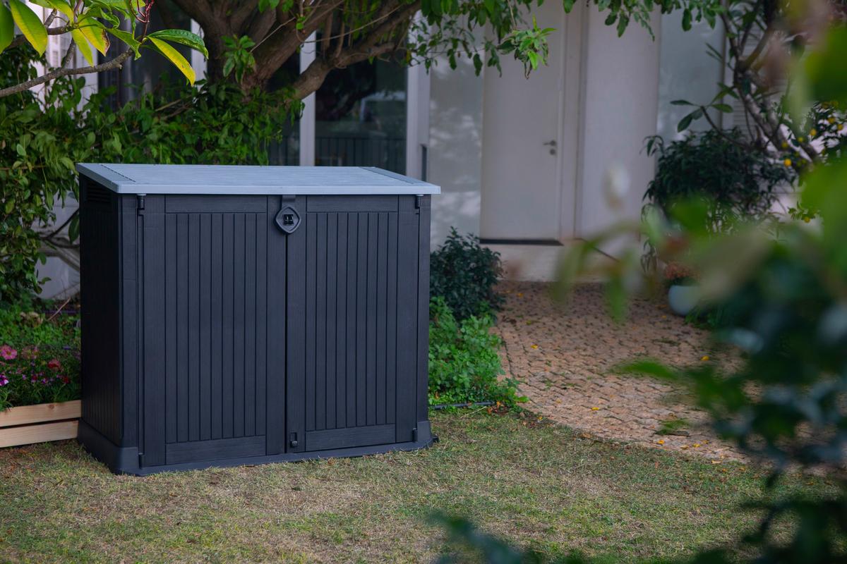 Kissenbox Store-It-Out-Midi 132x114x72 cm 845 L Schwarz - Hellgrau/Schwarz, MODERN, Kunststoff (132/114/72cm) - Keter