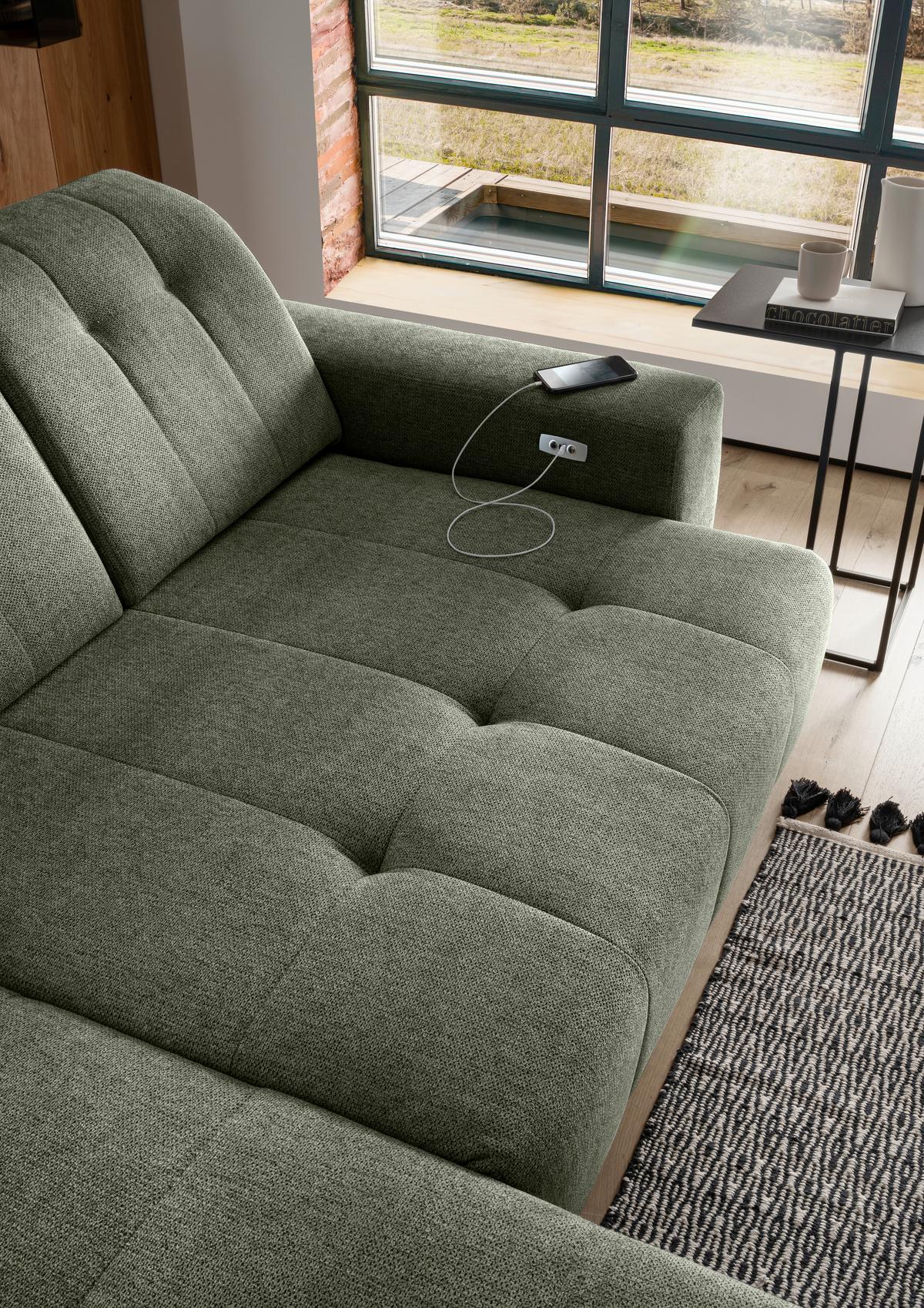 Ecksofa Sano, Grün S: 180x258 cm - Schwarz/Grün, MODERN, Textil (180/258cm) - Livetastic