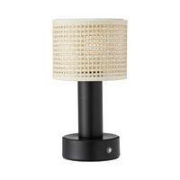 Akku-Tischleuchte 110419 - Beige/Schwarz, Design, Naturmaterialien/Metall (13/24cm)