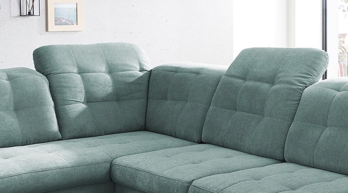 Wohnlandschaft Zira Mit Schlaffunktion Mintgrün - Chromfarben/Mintgrün, Design, Textil (212/330/169cm) - Livetastic