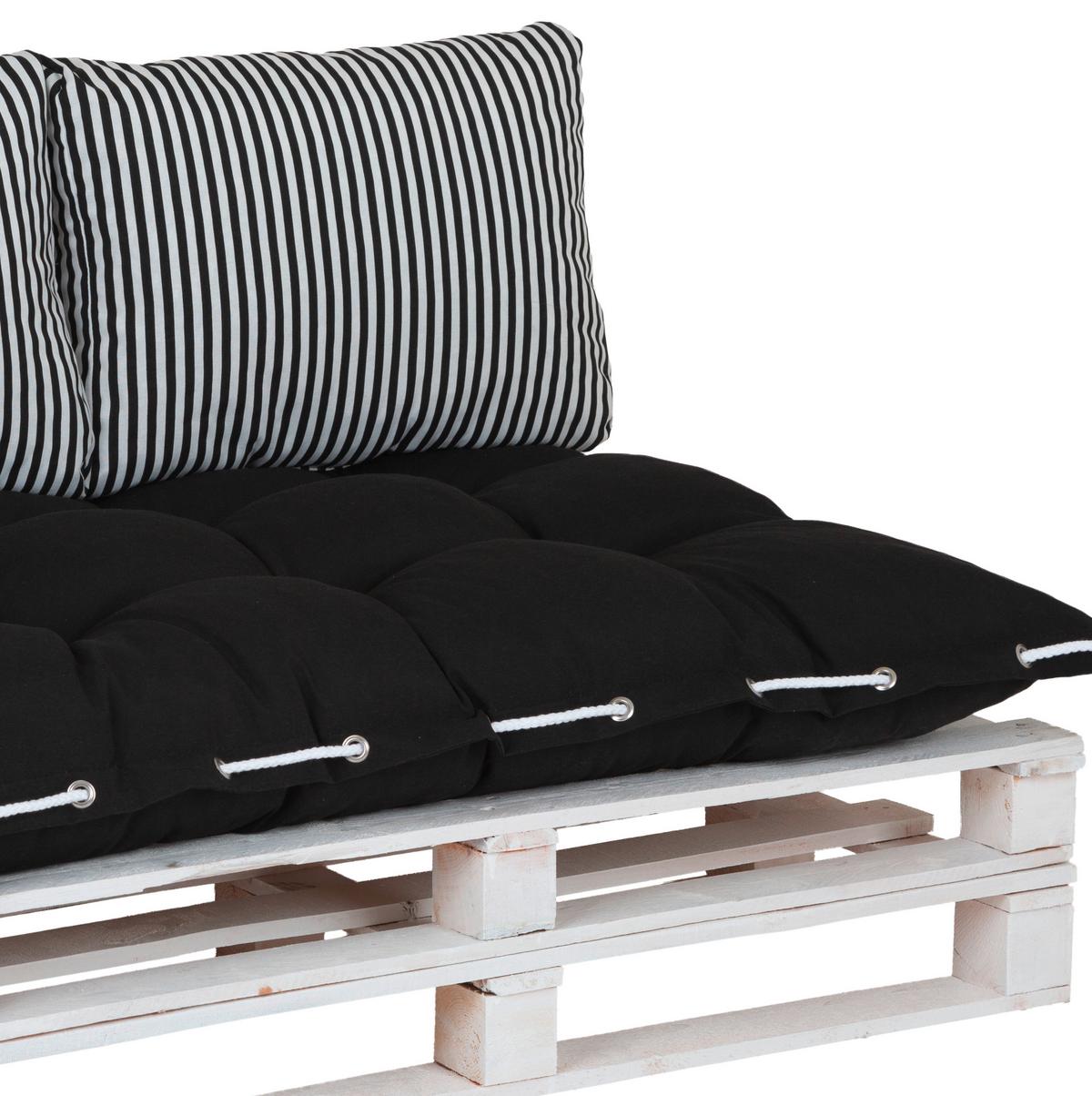 Palettenkissen 3er-set Lounge 120x80 / 60x40 Cm Schwarz/weiß - MODERN, Textil