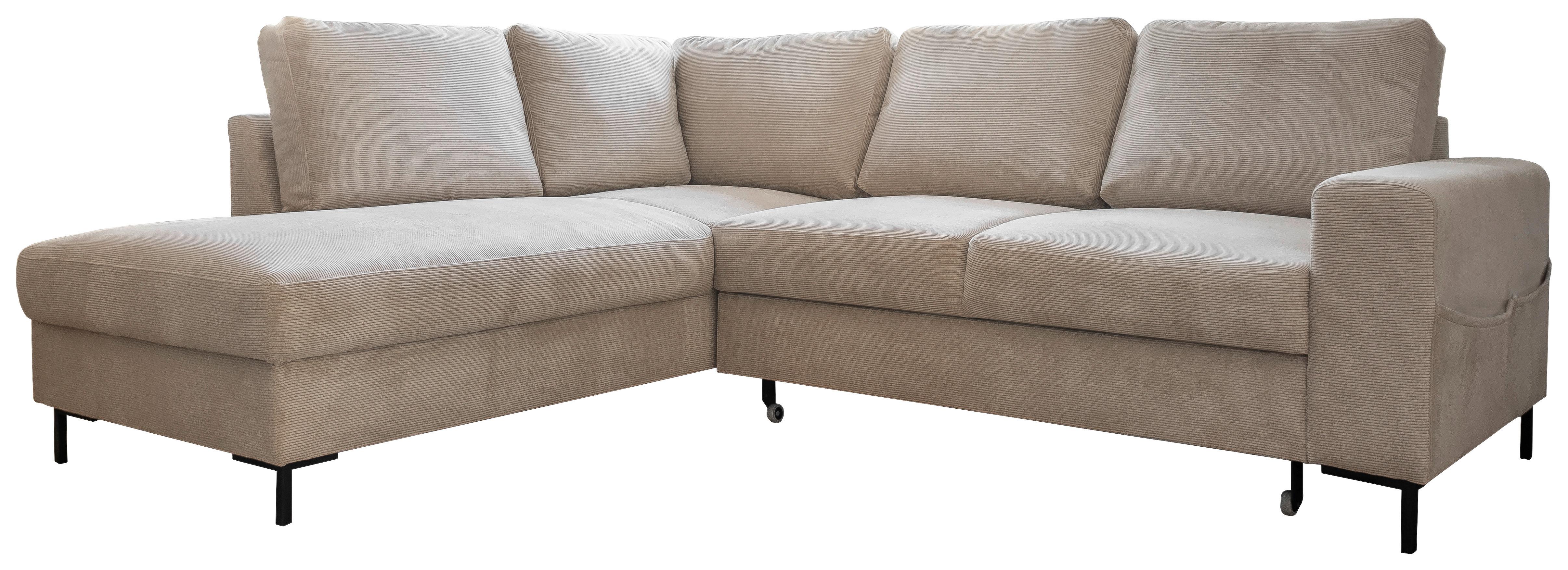 Sedačka LEONIE L, ľavá, béžový menčester - čierna/béžová, Design, kov/drevo (197/237cm)