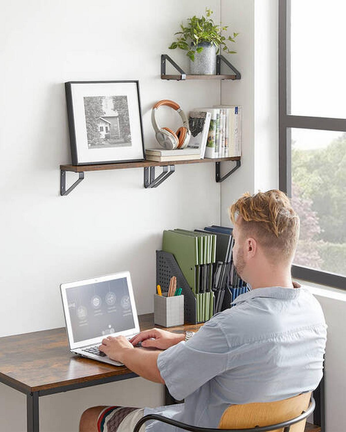 Wandregal Iron B: 30-40 cm Braun/Schwarz - Schwarz/Braun, Basics, Holzwerkstoff (35/10/12cm) - Boxxx