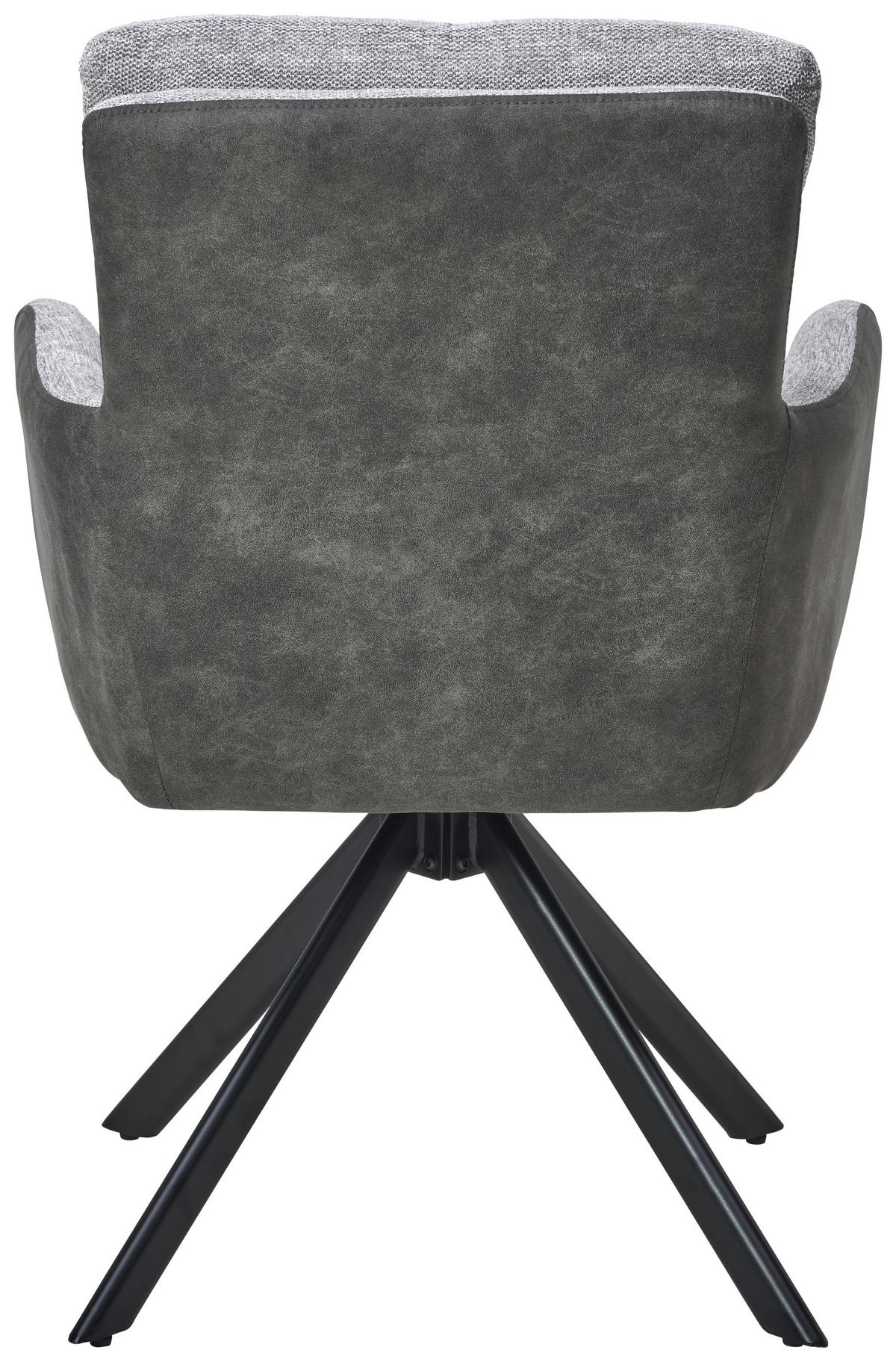 Armlehnstuhl Janet - Schwarz/Grau, LIFESTYLE, Holz/Textil (60/88/67cm) - MID.YOU