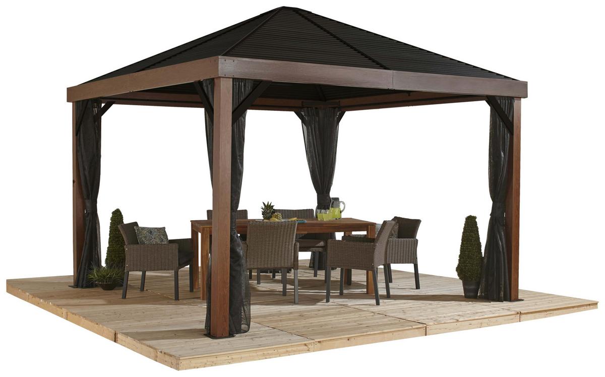 Pavillon Valencia 363x310x363 Cm Wetterfest - Braun, Basics, Metall (363/310/363cm)