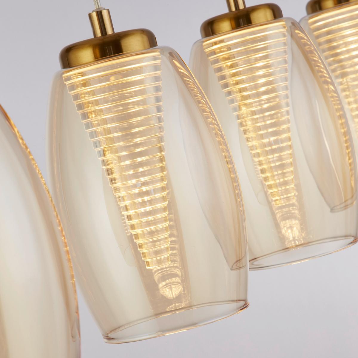 Led Függőlámpa 97292-4cp Cyclone - Pezsgő/sárgarézszínű, Design, üveg/fém (75,5/11,5/150cm)