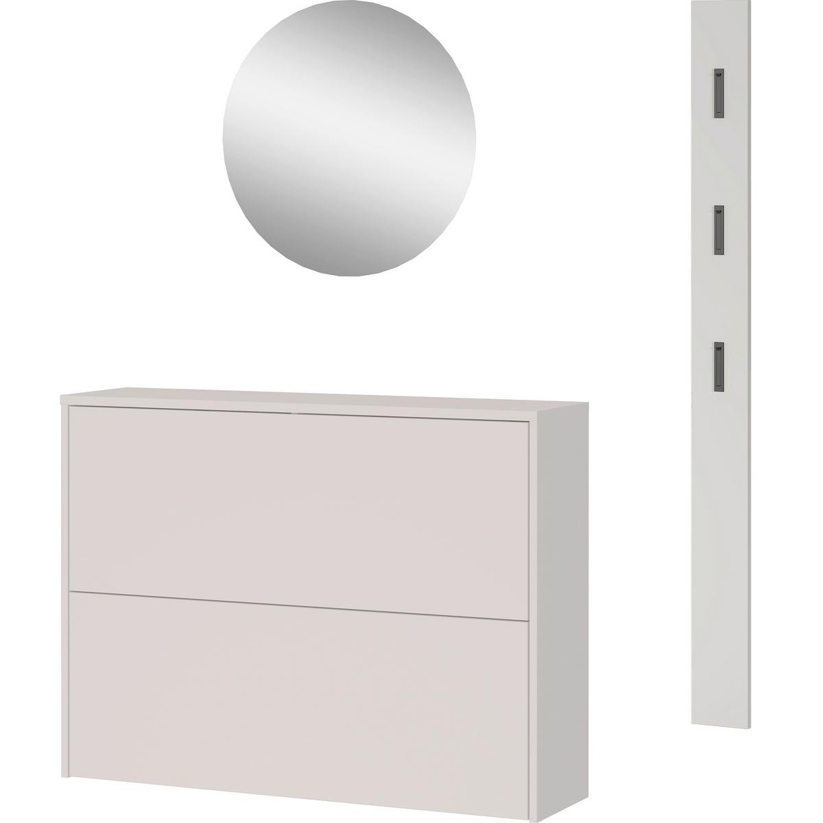 Garderobe Gw-Binetto 3-Teilig Eichefarben/Kaschmir B: 130 cm - Kaschmir/Eichefarben, Design, Glas/Holzwerkstoff (130/200/27cm) - Livetastic
