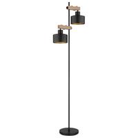 Stehleuchte 15651s - Dunkelbraun/Goldfarben, Design, Holzwerkstoff/Kunststoff (44/25/168cm) - Globo