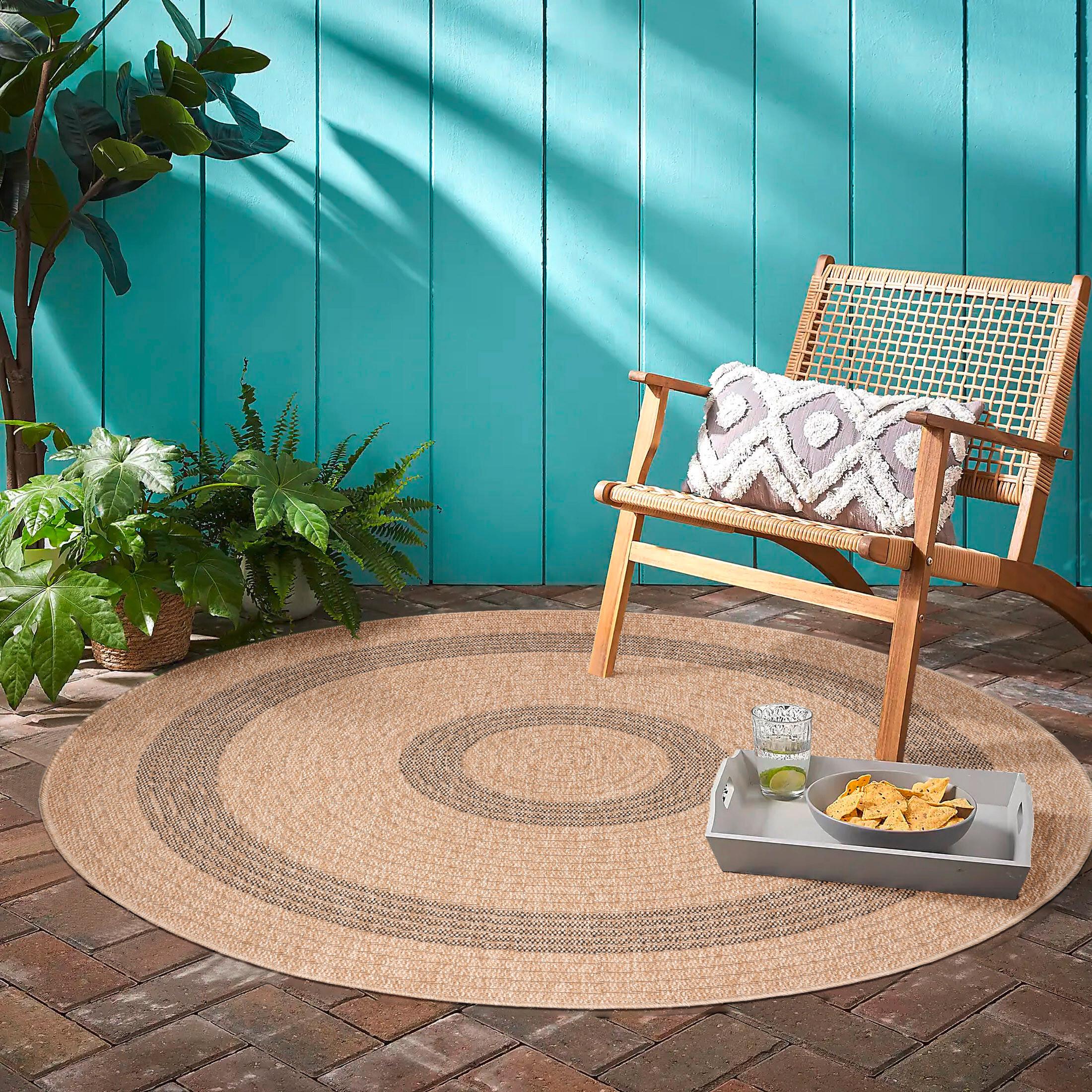 Outdoorteppich Comilla - Beige/Schwarz, Basics, Textil (120/120cm) - Novel