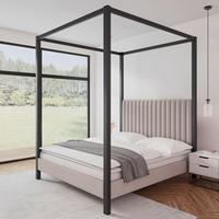 Čalúnená posteľ MONA 180x200, béžová - svetlohnedá/čierna, Modern, kov/drevo (180/200cm) - Bessagi Home
