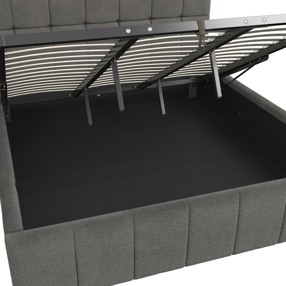 Čalouněná postel KAIA 180x200 cm, šedá - šedá/černá, Moderní, kov/dřevo (180/200cm) - Bessagi Home