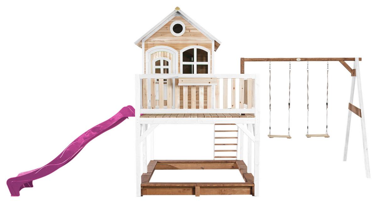 Spielturm A030.153.41 - Lila/Braun, KONVENTIONELL, Holz (613/291/277cm) - Ambia Garden