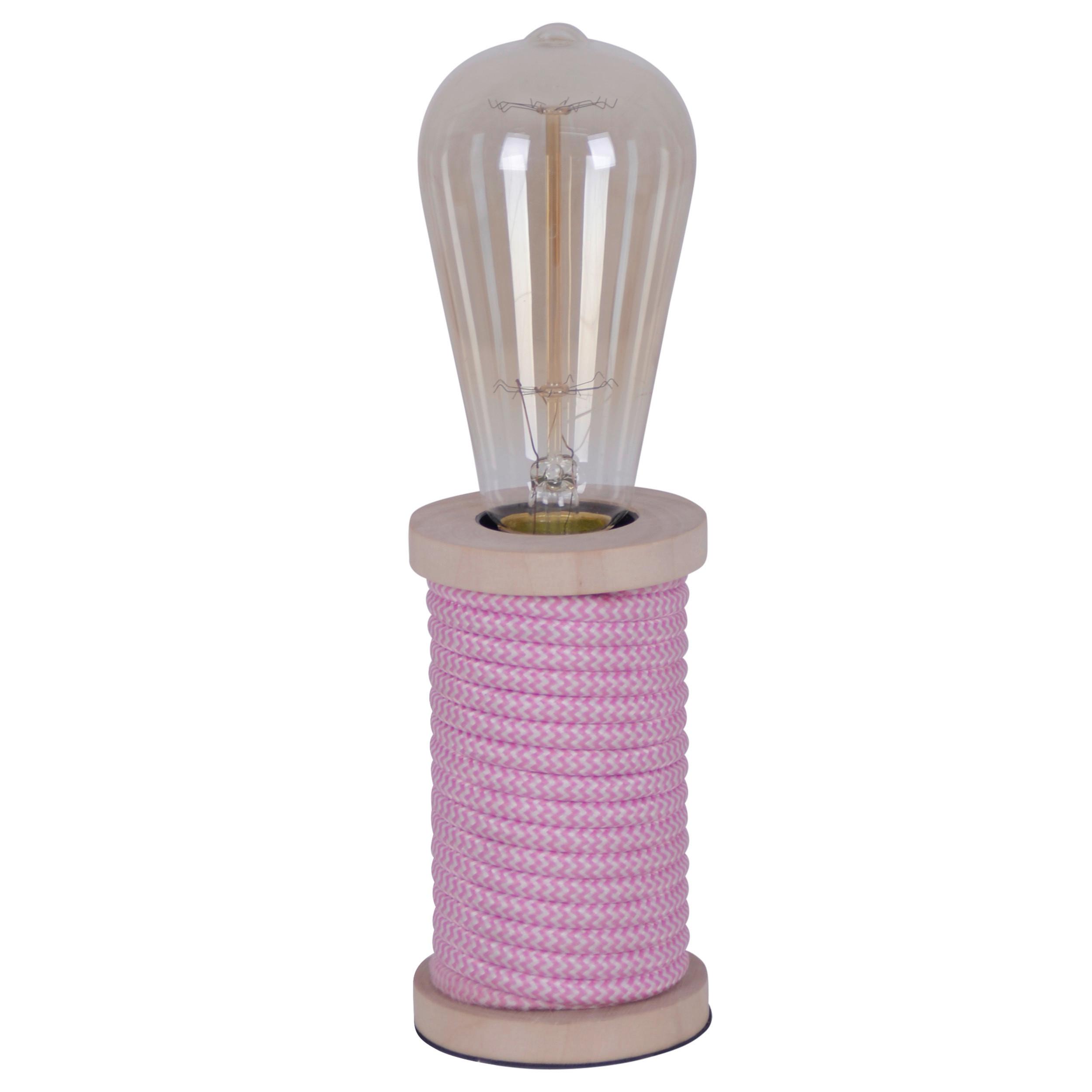 Tischlampe Max Pink Mit Kippschalter - Pink/Naturfarben, Design, Holz/Textil (7/12cm) - Näve