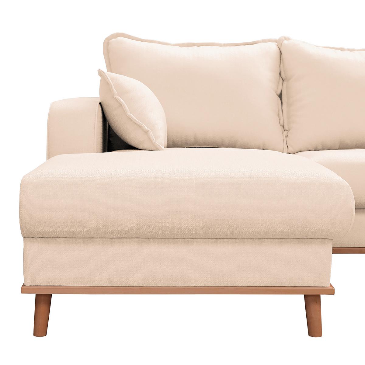 Wohnlandschaft Beata Ecru U: 170x296x167 cm - Wengefarben/Ecru, Design, Textil (170/296/167cm) - Livetastic