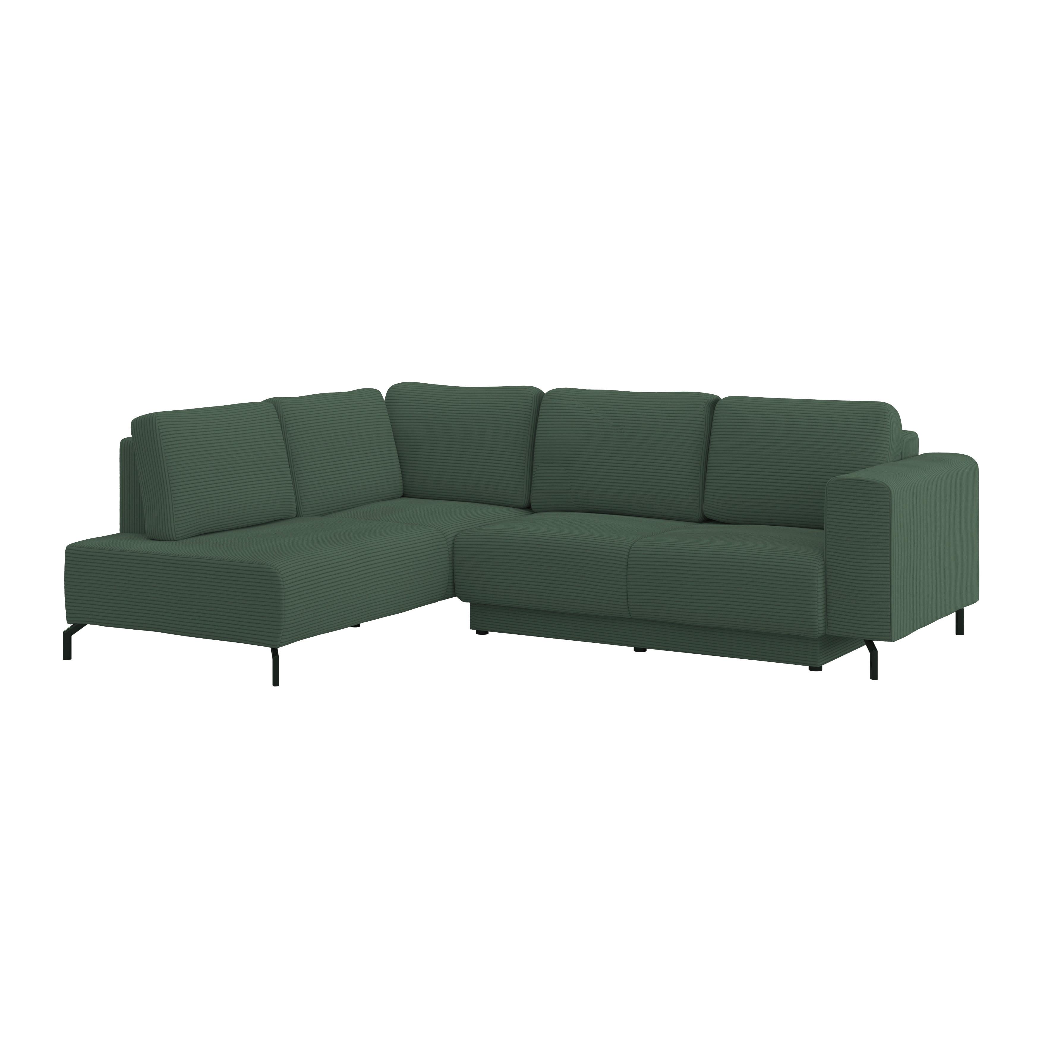 Rohová sedačka VENI, levá, tmavě zelený manšestr - černá/tmavě zelená, Moderní, textil (210/272cm) - Ondega