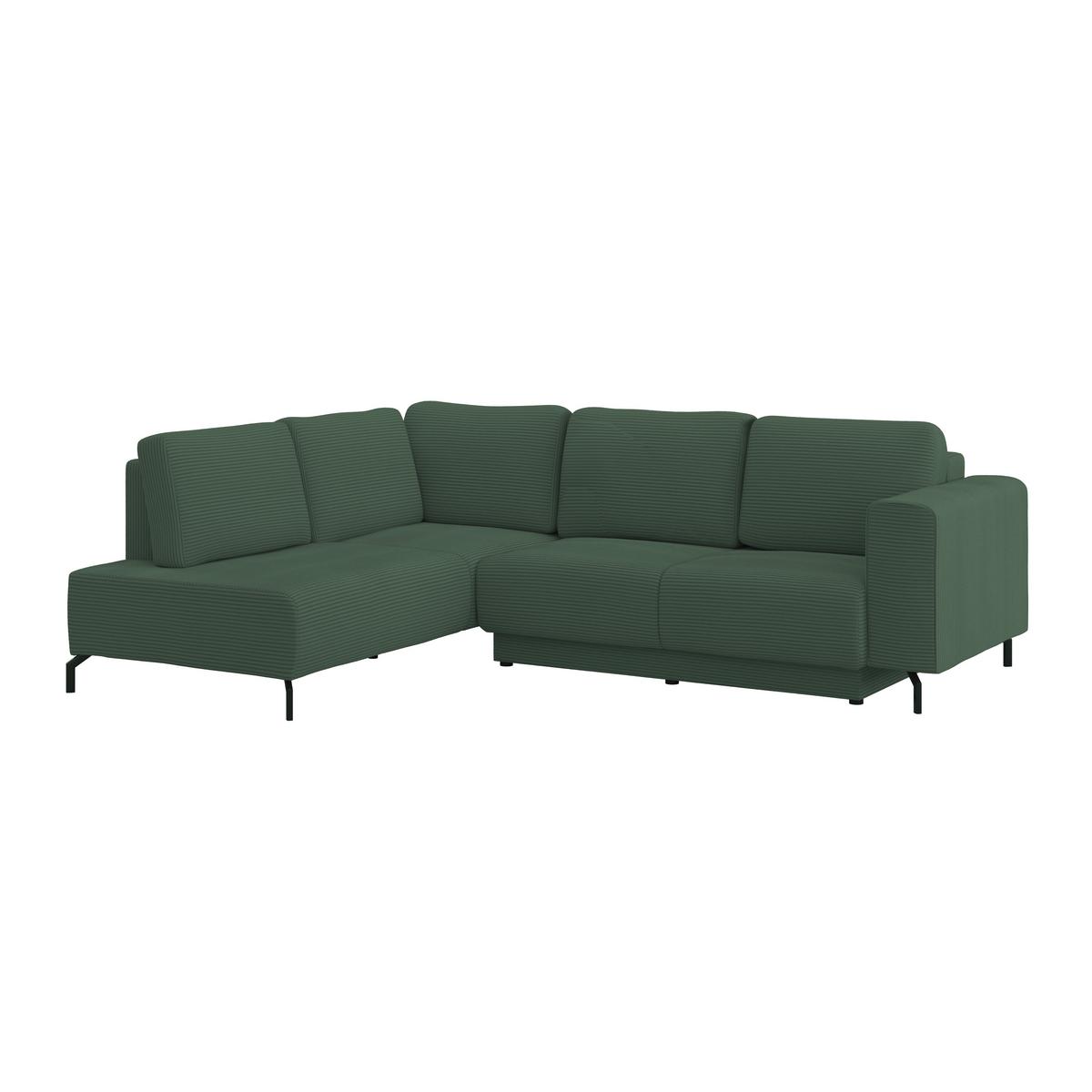 Rohová sedačka VENI, levá, tmavě zelený manšestr - černá/tmavě zelená, Moderní, textil (210/272cm) - Ondega