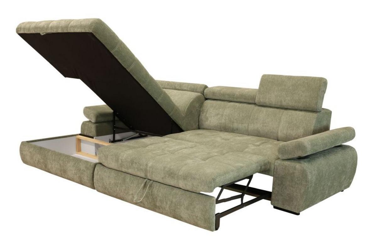 Rohová sedačka VEGAS, levá, šalvějově zelená žinylka - černá/šalvějově zelená, Design, dřevo/textil (173/294cm)