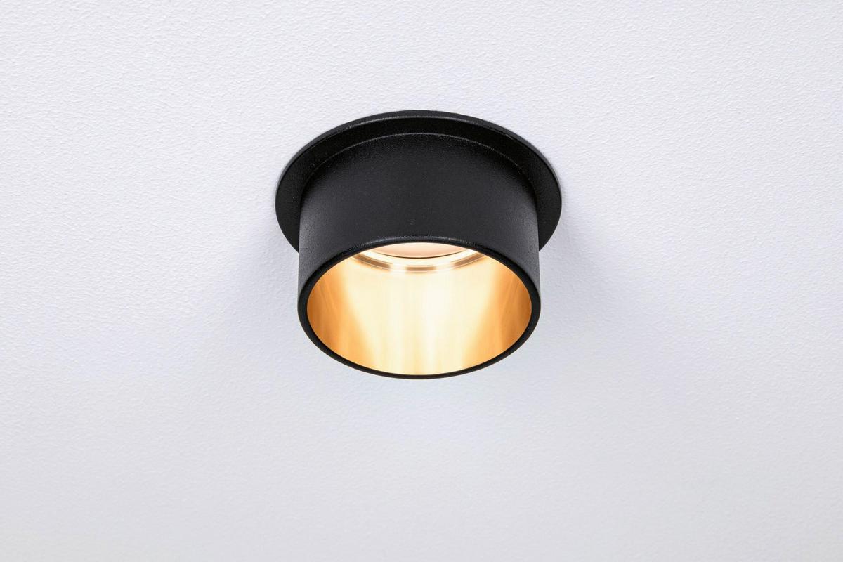 Deckenleuchte 3er-Set Ø 6,8 cm 3-Flammig, dimmbar - Goldfarben/Schwarz, Basics, Metall (6,8cm) - Paulmann