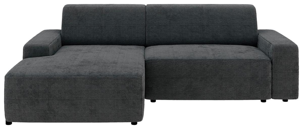 Ecksofa Wien Dunkelgrau S: 162x246 cm - Dunkelgrau/Schwarz, MODERN, Textil (162/246cm) - Trendmanufaktur
