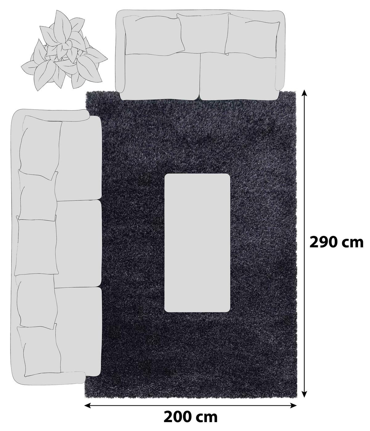 Hochflor Teppich Anthrazit Naturfaser Fluffy 200x290 cm - Anthrazit, Basics, Textil (200/290cm)