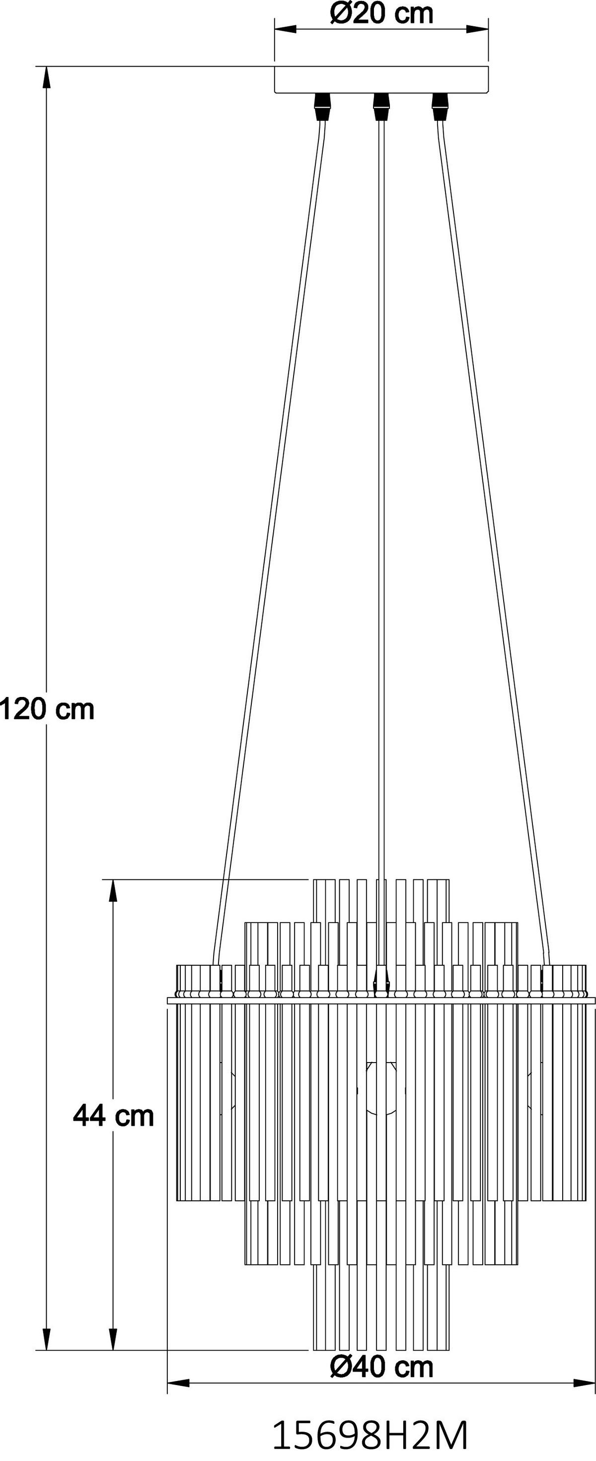 Függőlámpa 15698h2m Gorley - fekete/arany, Basics, fém (40/120cm) - Globo