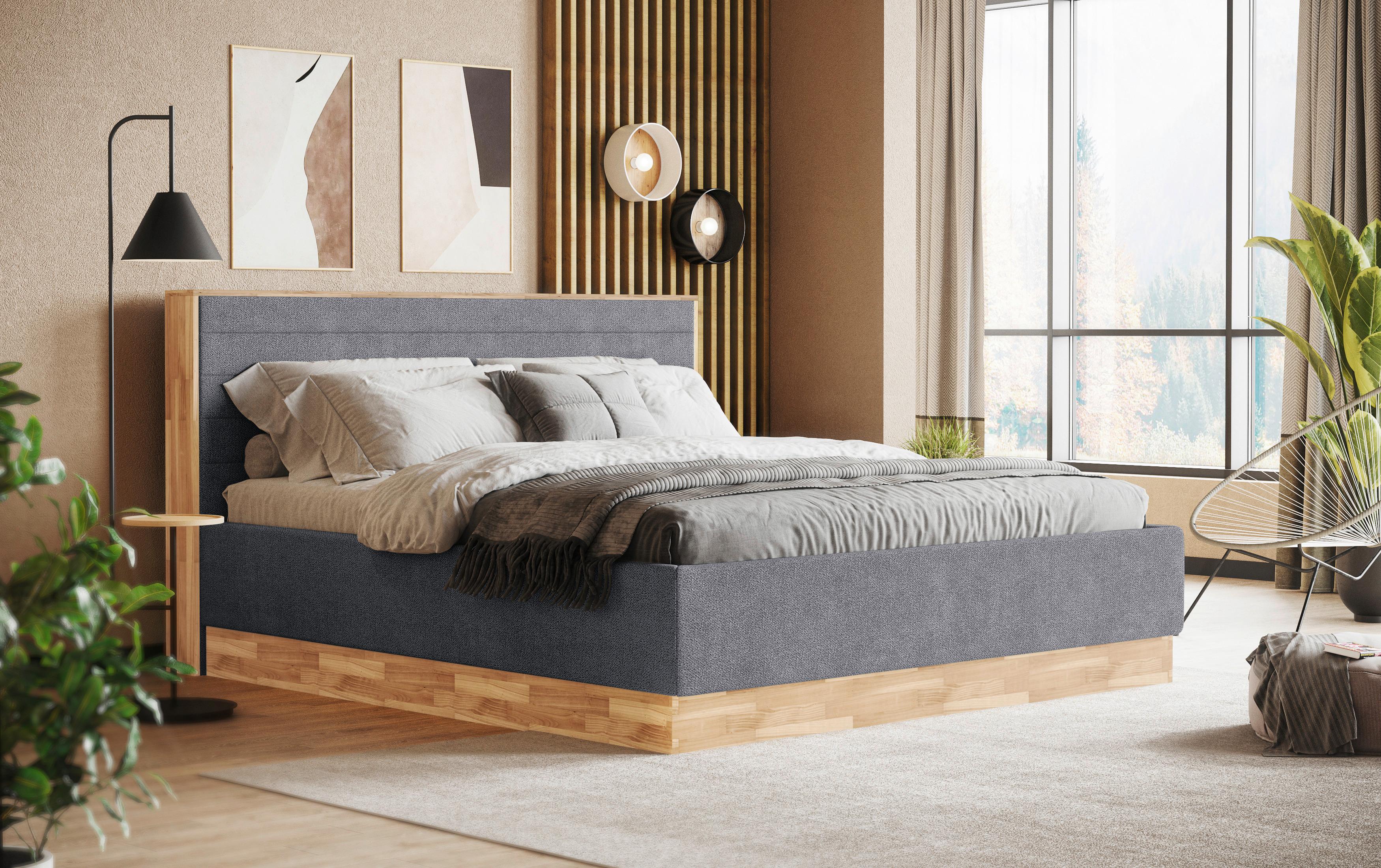 Polsterbett Peseta Anthrazit Lxf: ca. 160x200 cm - Anthrazit/Schwarz, Holzwerkstoff/Textil (160/200cm) - MID.YOU