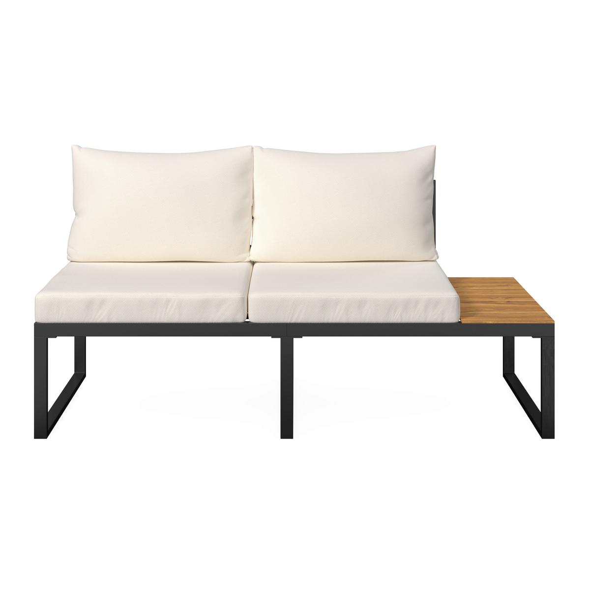 TERASOVÁ SEDACIA SÚPRAVA ADRIANO - čierna/farba akácie, Modern, kov/drevo - Bessagi Garden