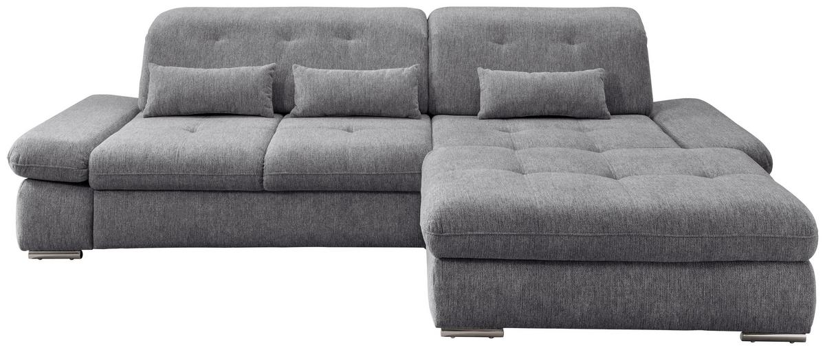 Ecksofa Dalida Dunkelgrau S: 300x196cm - Chromfarben/Dunkelgrau, MODERN, Textil (300/196cm) - Livetastic