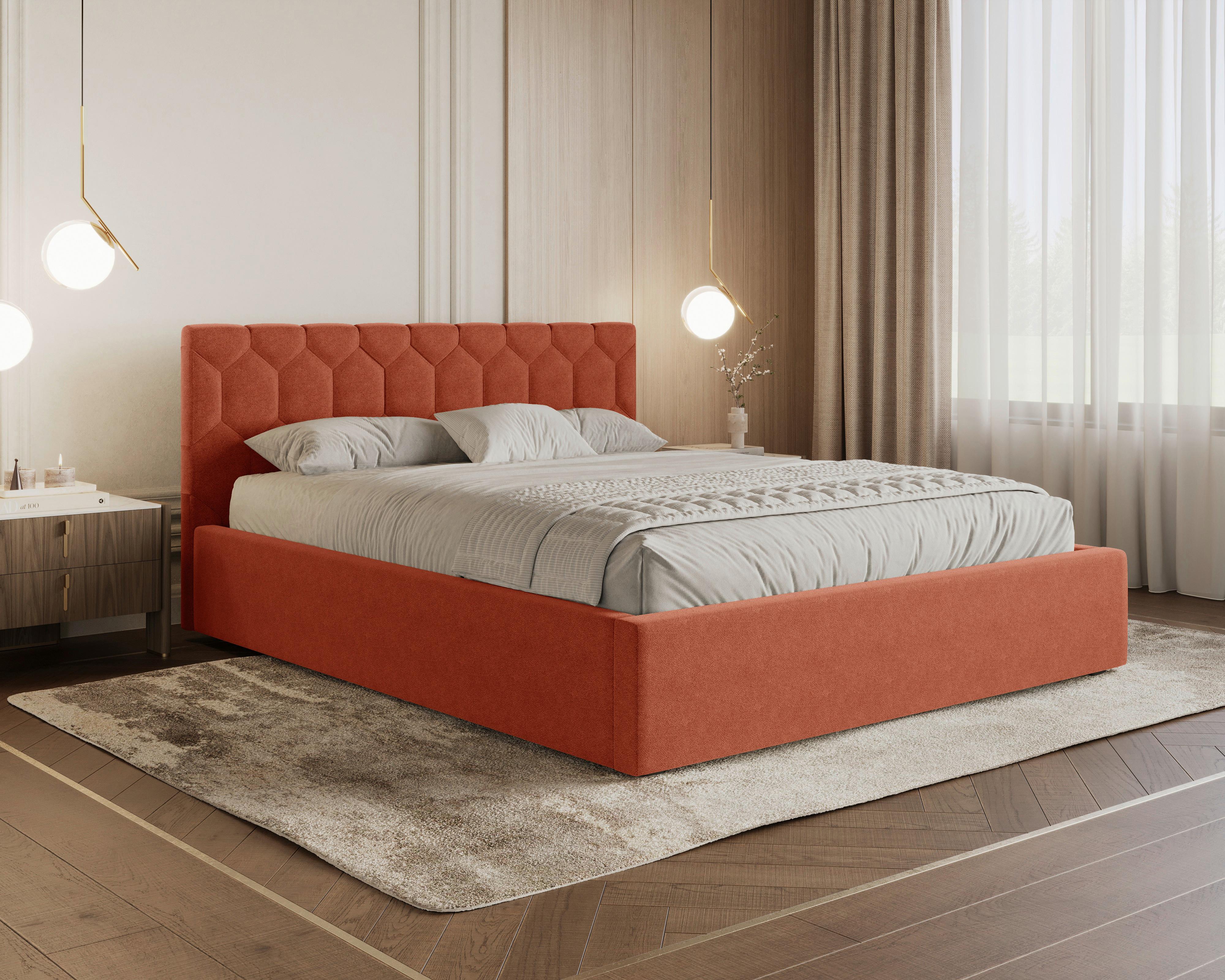 Polsterbett Veronice mit Bettkasten 180x200 - Schwarz/Orange, MODERN, Holz (180/200cm) - Livetastic