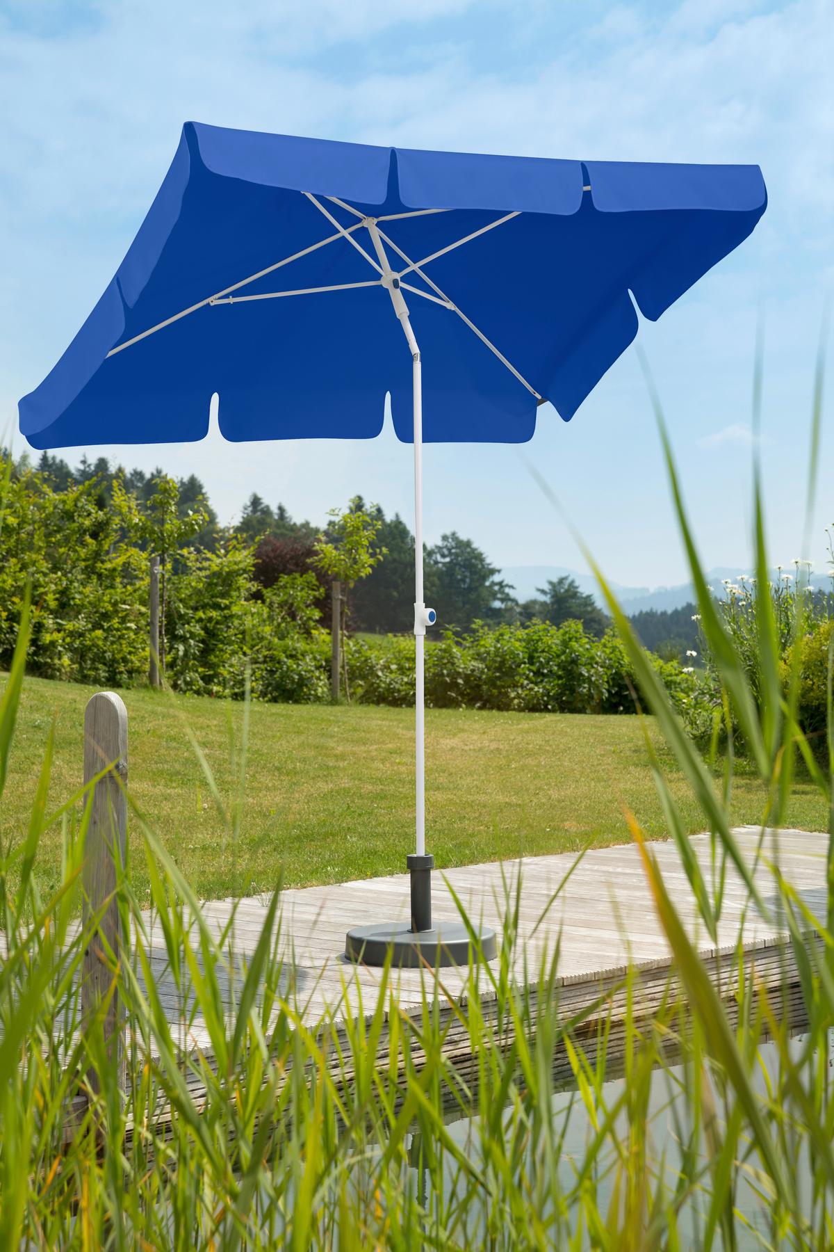 Sonnenschirm Ibiza BxHxT: 120x225x180 cm Blau - Blau/Weiß, Basics, Textil/Metall (120/225/180cm) - Schneider