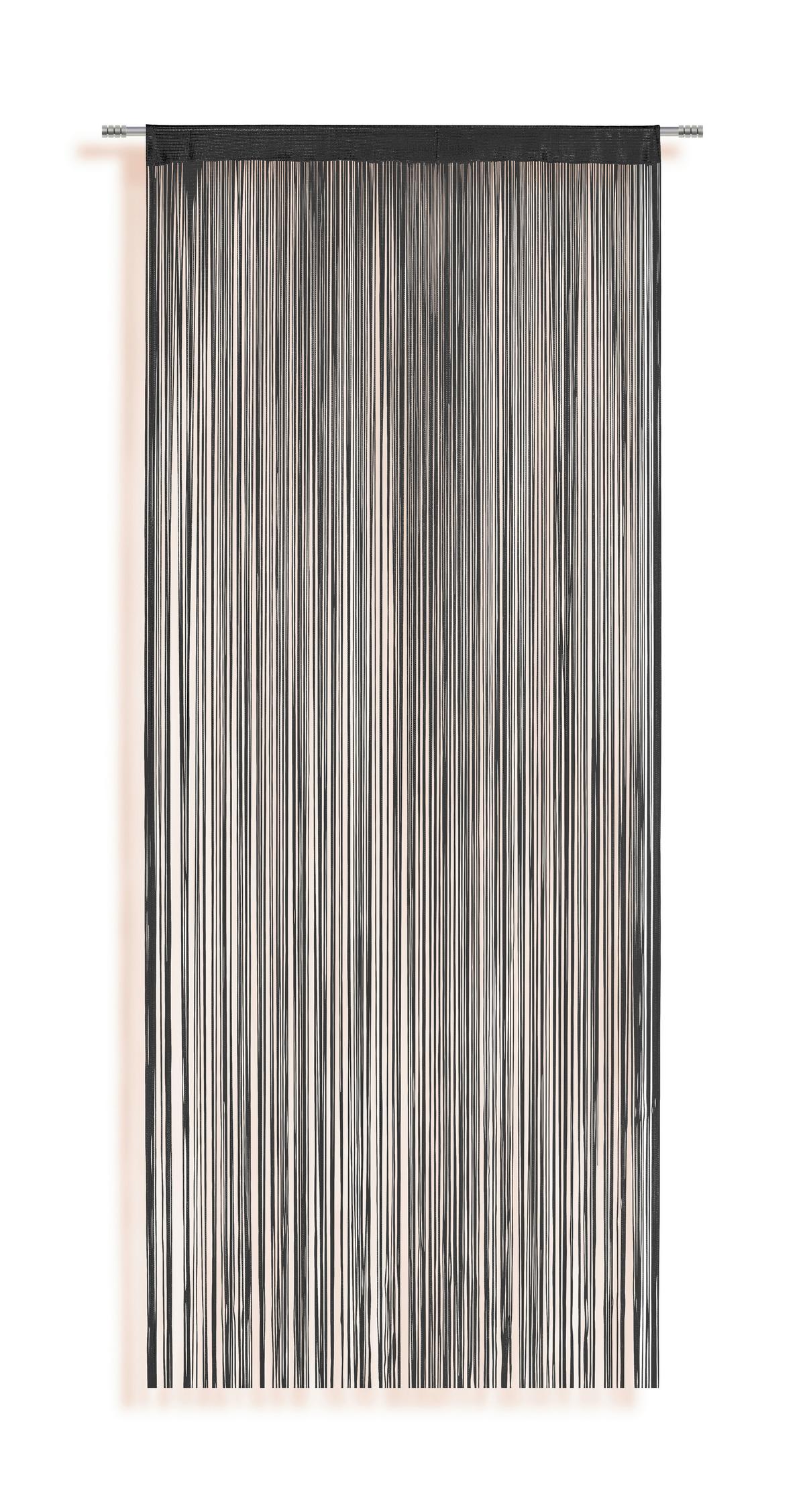 Fadenvorhang + Stangendurchzug Marietta 90x245 cm Schwarz - Schwarz, KONVENTIONELL, Textil (90/245cm) - Ondega