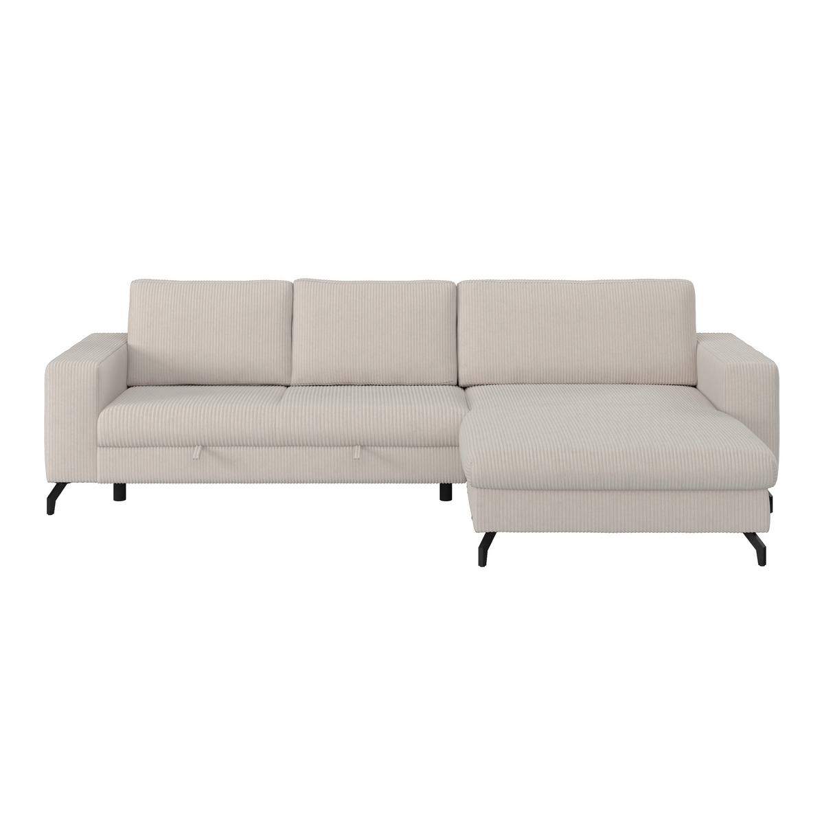 Ecksofa mit Bettkasten Cloud Perlmutt Cord 290x178 cm - Perlmutt, Trend, Textil (290/178cm)