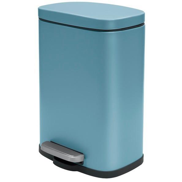 Kosmetikeimer Akira 5l Blau Metall LxBxH: 21,4x17,6x30 cm - Pastellblau/Schwarz, Basics, Kunststoff/Metall (21,4/17,6/30cm)