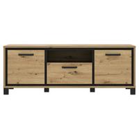 Tv-element Trondheim B: 158,4 Cm Eiche Dekor/schwarz - Eichefarben/Schwarz, Basics, Holzwerkstoff/Kunststoff (158,4/58,9/41,5cm) - Livetastic