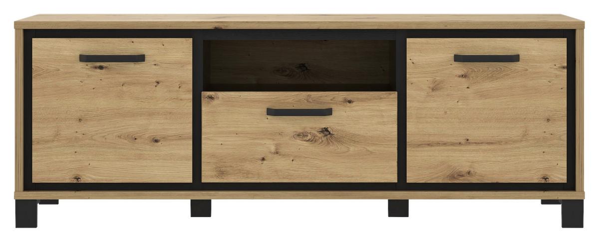 Tv-element Trondheim B: 158,4 Cm Eiche Dekor/schwarz - Eichefarben/Schwarz, Basics, Holzwerkstoff/Kunststoff (158,4/58,9/41,5cm) - Livetastic
