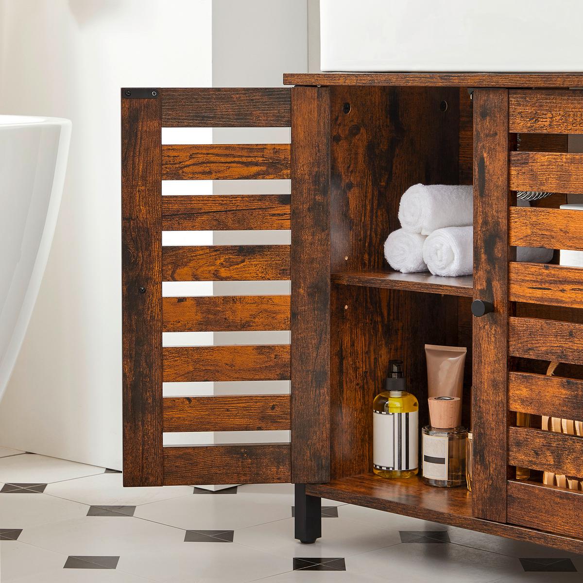 Waschbeckenunterschrank Washbasin Cabinet - Schwarz/Braun, MODERN, Holzwerkstoff/Metall (60/60/30cm) - MID.YOU