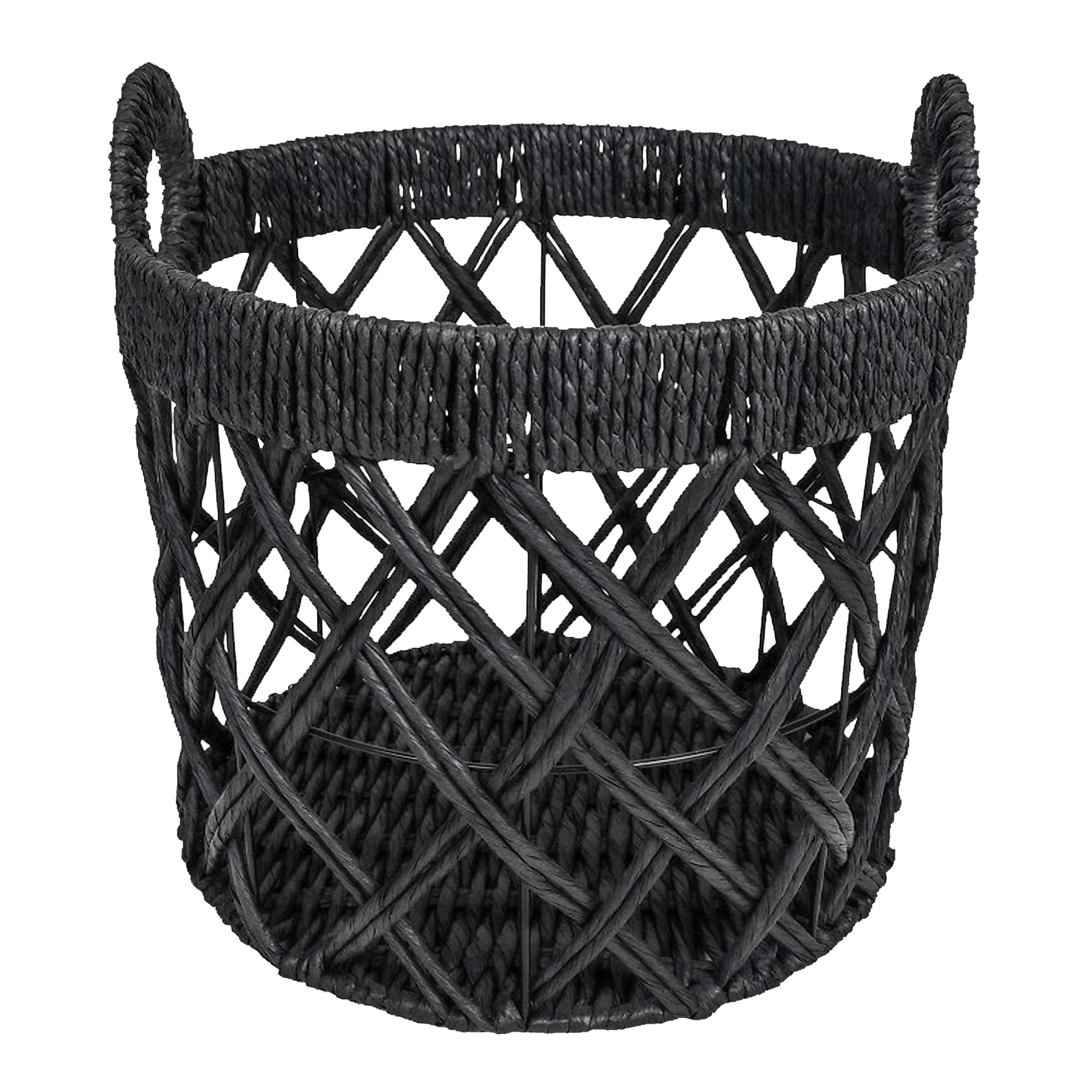 koš CHARLY - černá, Moderní, kov/papír (35/38cm) - Modern Living