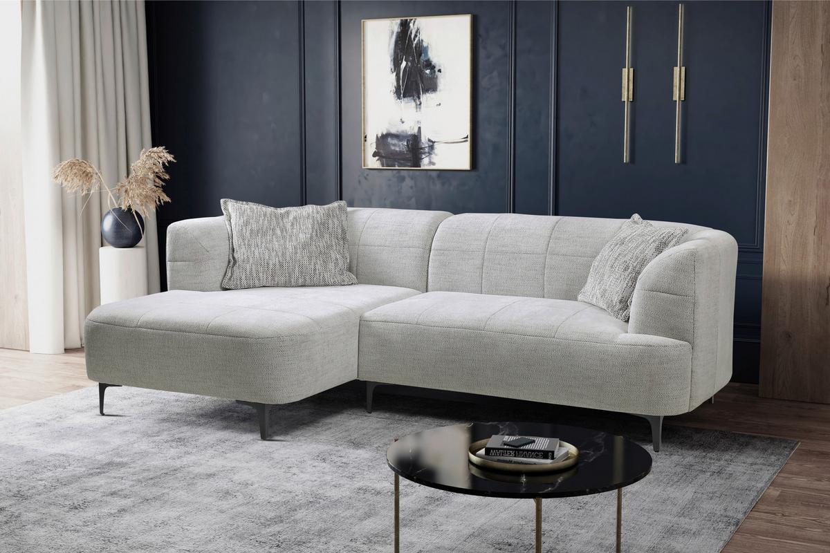 Ecksofa Lou Hellgrau/Schwarz, 158 cm - Hellgrau/Schwarz, Design, Textil (158/247cm) - MID.YOU