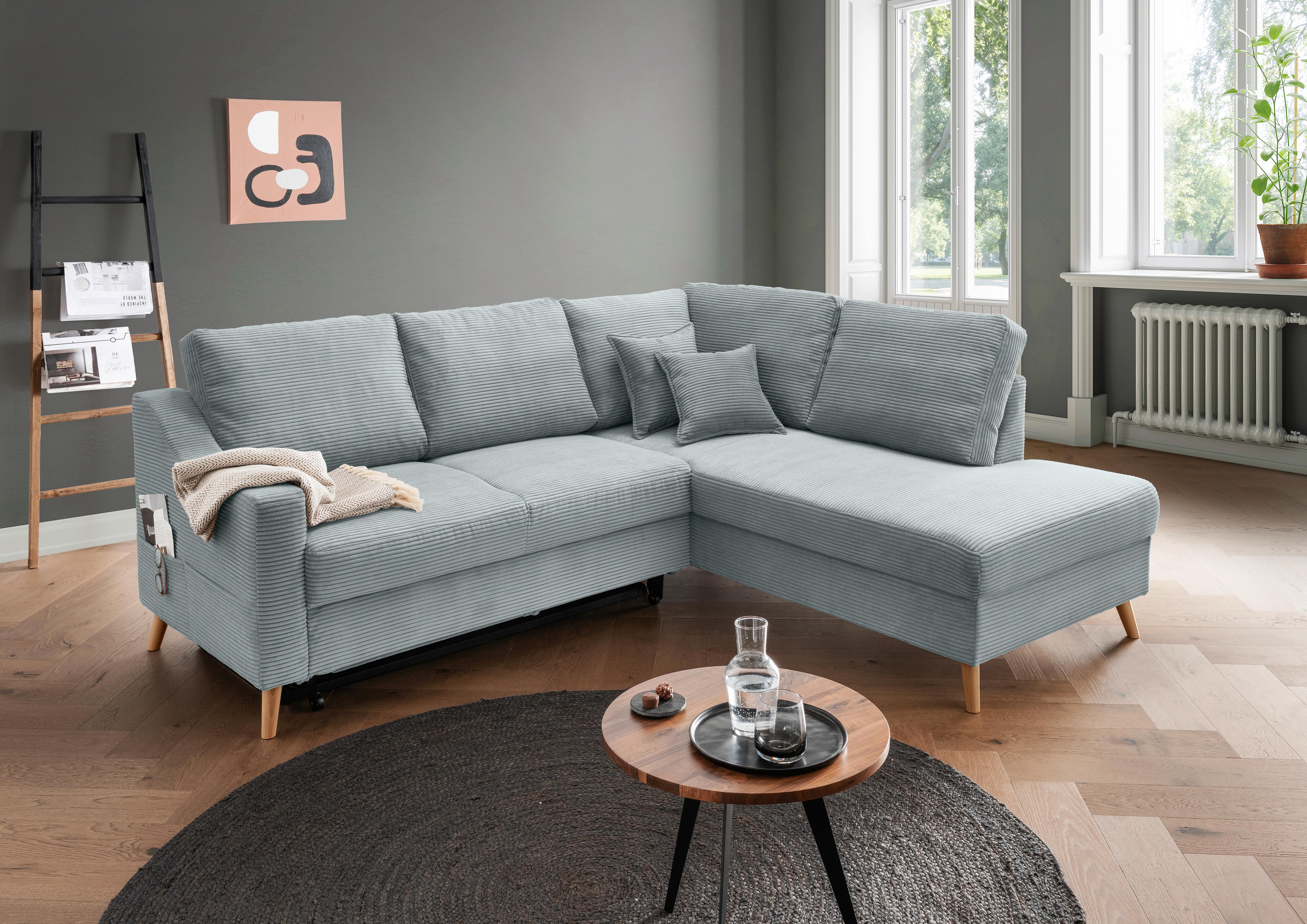 Ecksofa Valentina Hellblau S: 230x200 Cm - Naturfarben/Hellblau, MODERN, Textil (230/200cm) - Livetastic