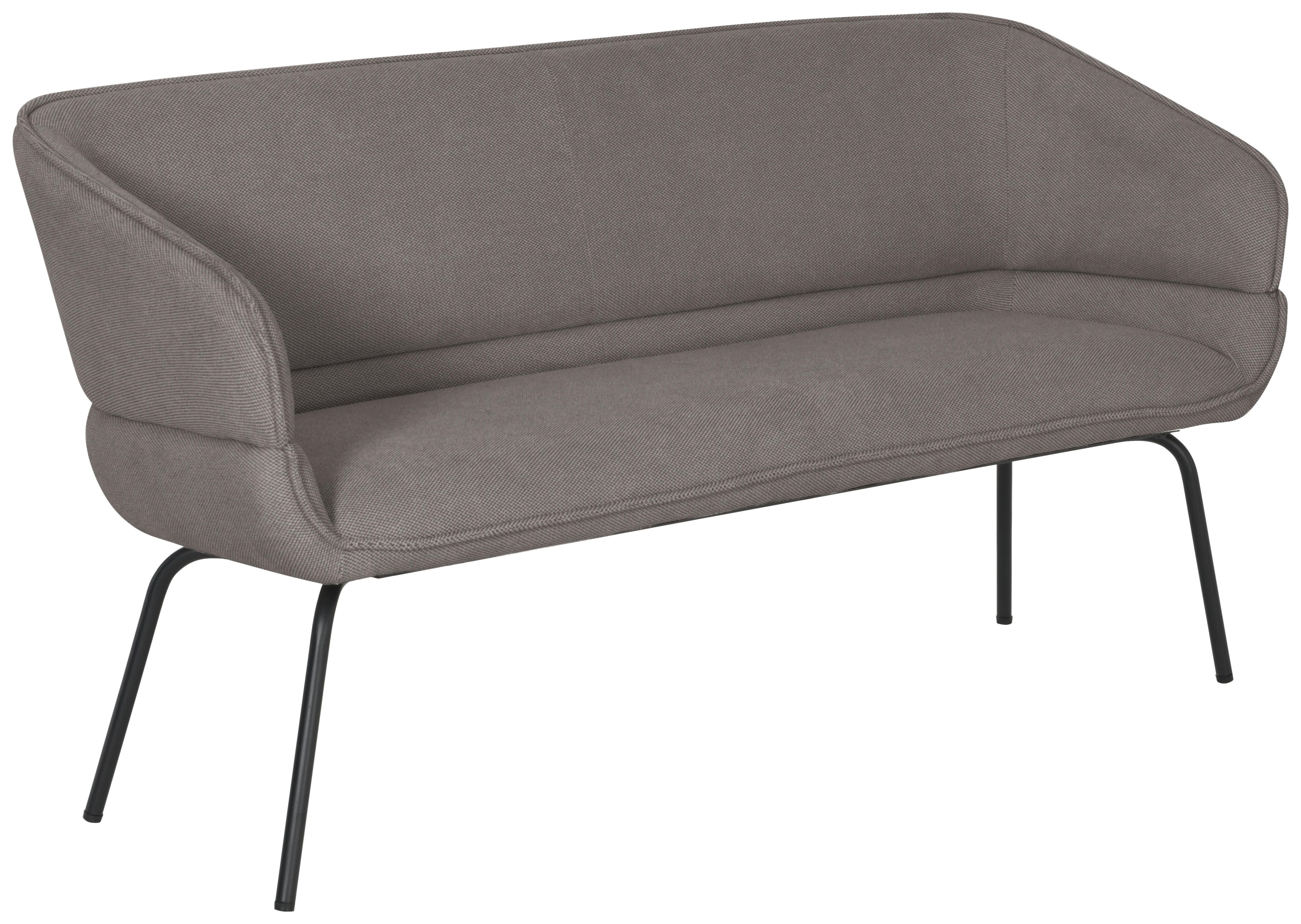 Sitzbank Serena Leinenoptik grau, B: 160 cm - Schwarz/Grau, KONVENTIONELL, Holz/Textil (160/87/62cm)