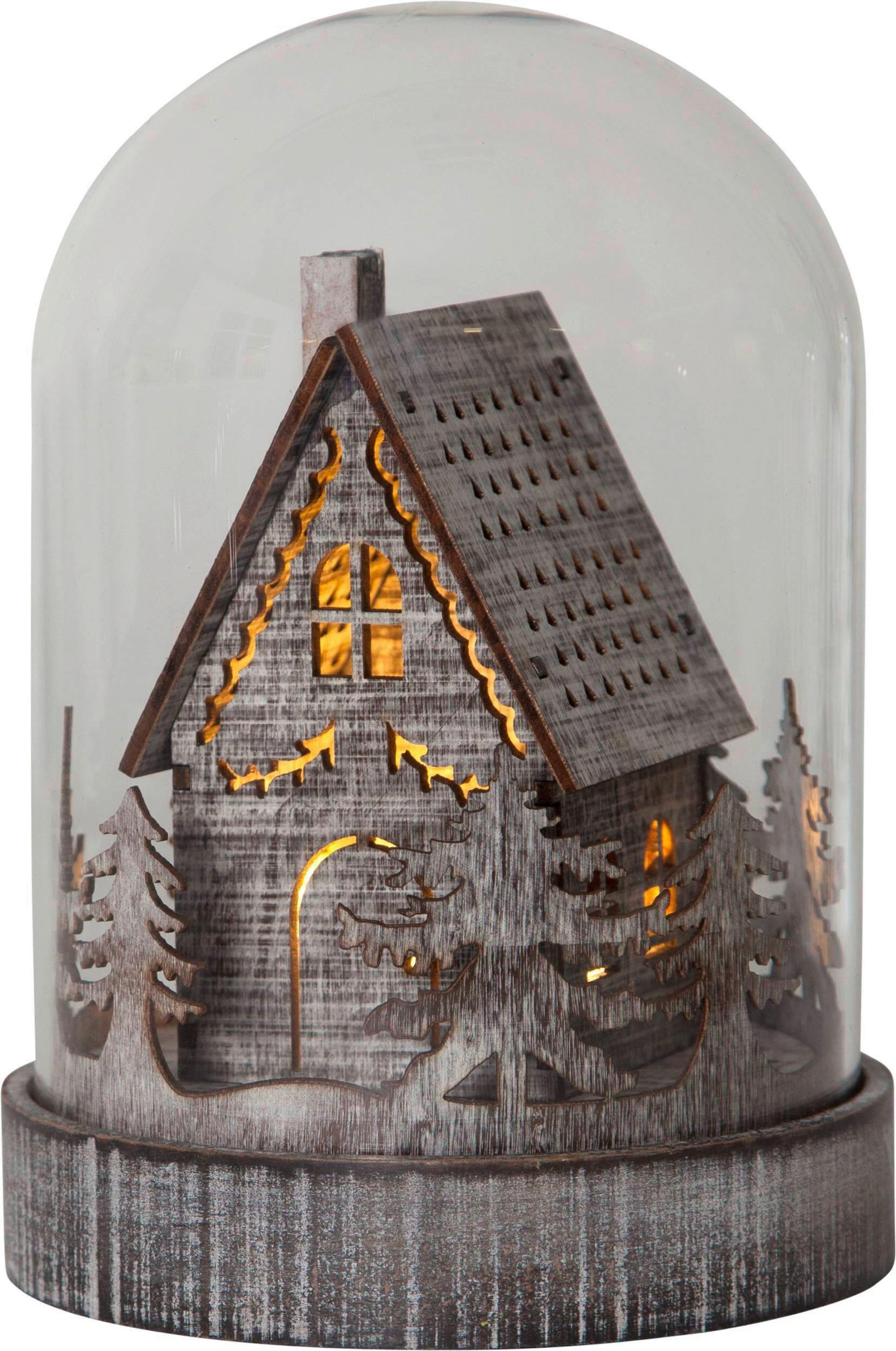 LED-Dekoleuchte 064-93 LED-Glaskuppel - Klar/Braun, Basics, Glas/Holz (12,5/17,5cm) - Eglo