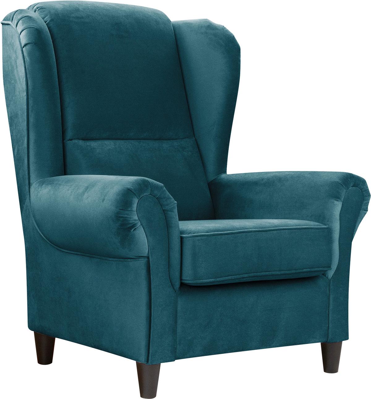 Ohrensessel Baron Petrol B: 94 Cm - Petrol/Schwarz, Design, Textil (94/112/92cm) - MID.YOU