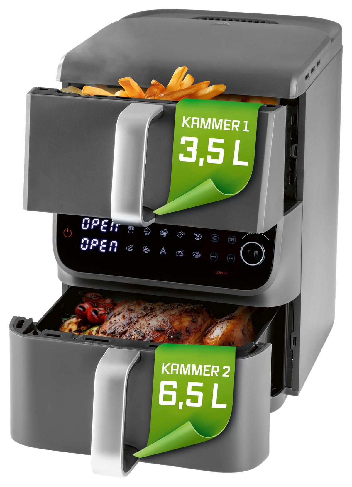Heißluftfritteuse, 10 Liter GOURMETMAXX - Anthrazit, MODERN, Kunststoff/Metall (43/28,4/40cm)