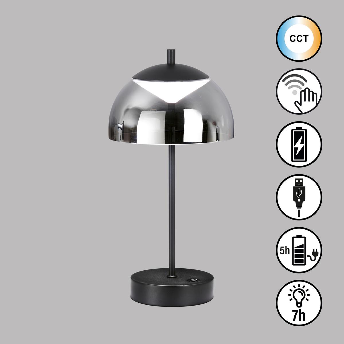 Akku-Tischleuchte Riva Schwarz Sandfarben D:18cm - Sandfarben/Schwarz, KONVENTIONELL, Glas/Metall (18/35cm) - Schöner Wohnen