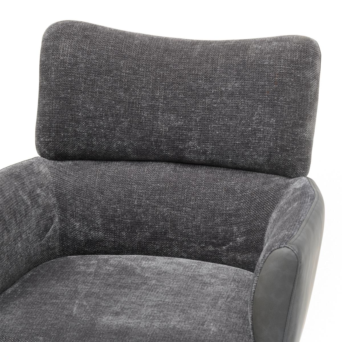 Armlehnstuhl Maja Webstoff Grau, B: 58 Cm - Schwarz/Grau, KONVENTIONELL, Textil/Metall (58/84/64cm) - MID.YOU